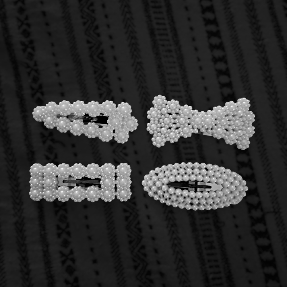 Elegant White Pearl Hair Clips Set